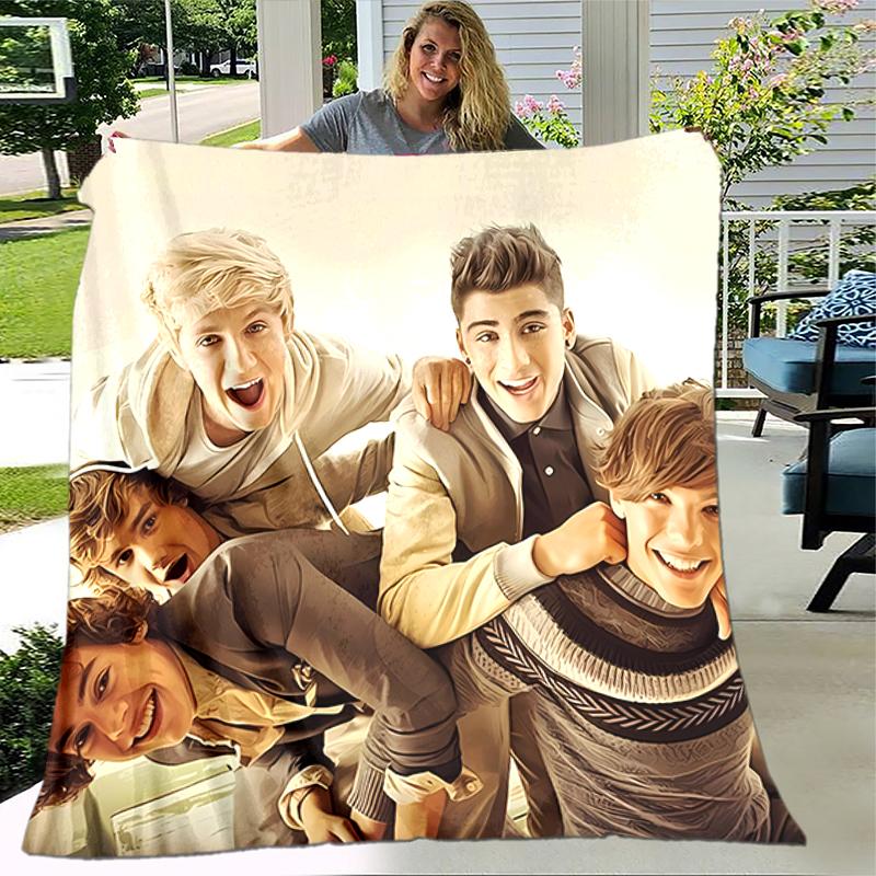 1pc Blanket One Direction Where We Are Now Print Design, Lightweight Blanket for Sofa, Bed- Soft &Warm, Gift for All Seasons Like Christmas, Halloween