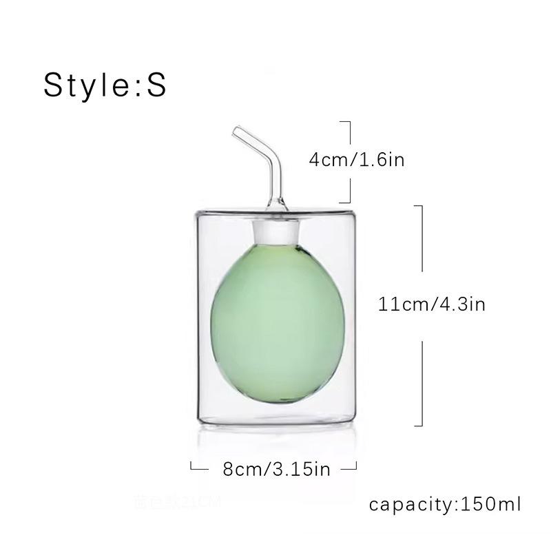 

Ultra-light Double-layer Glass Oil & Vinegar Dispenser Bottle - Transparent Colored Household Edition.