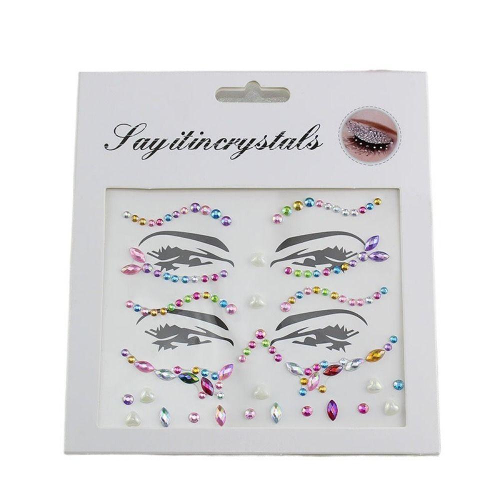 Fashion 3D Face Tattoo Crystal Sticker Fake Tattoo Temporary Tattoo Sticker  Girls