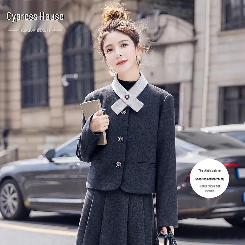 Sibeishe Women s Elegant Colorblock Short Jacket XXL