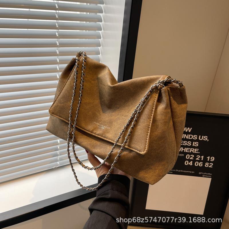 Foreign style versatile chain shoulder bag autumn and winter retro large-capacity denim bag women's 2025 new casual big bag