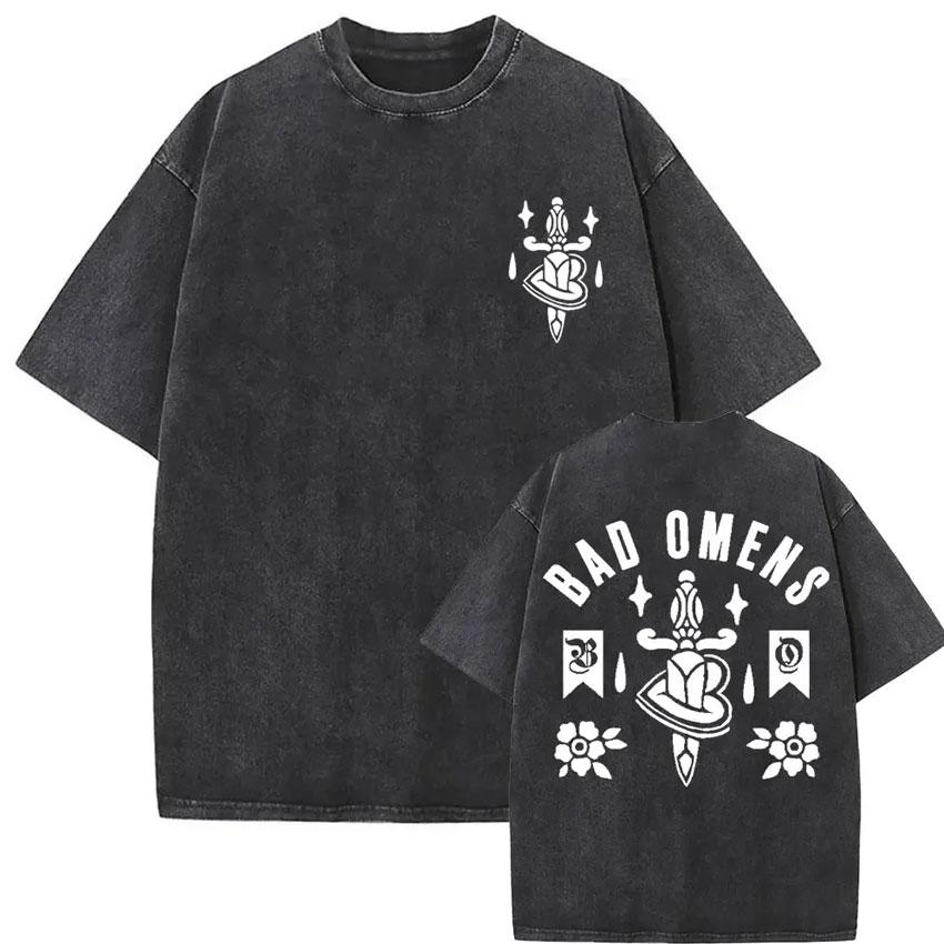 Rock Band Bad Omens Do You Feel Love Tour Vintage Washed T Shirts Men Women Gothic Fashion Short Sleeve Tshirt Streetwear