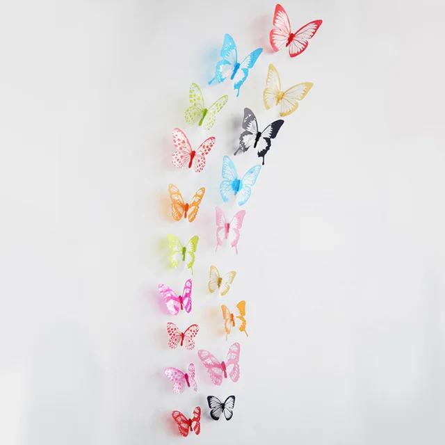 New 18pcs/lot Crystal Butterflies 3d Wall Sticker Beautiful Butterfly Living Room for Kids Room Wall Decals Home Decoration