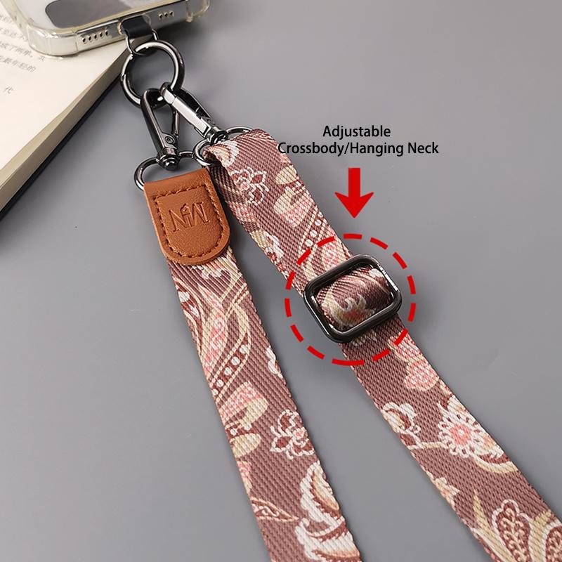 Retro Pattern Crossbody Cell Phone Lanyard Adjustable Hanging Neck Mobile Phone Strap Lanyard Pendant With Universal Card Gasket