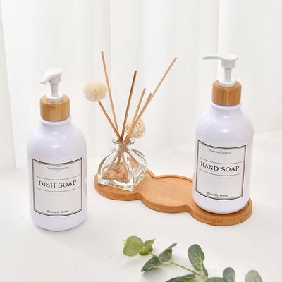 Bandeja dispensadora de jabón de madera, organizador de botellas para encimera, soporte redondo y cuadrado para velas y joyas, bandeja para baño.