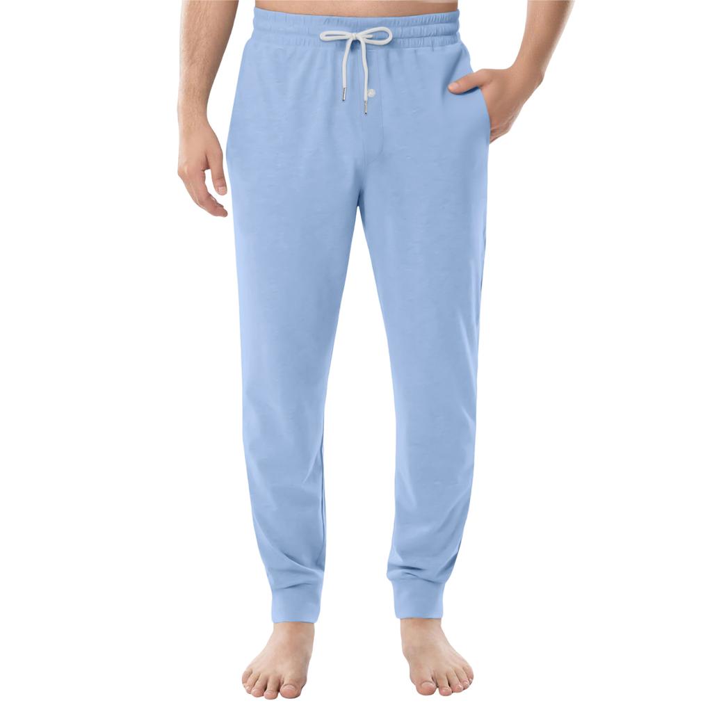 Men's Drawstring Pocket Cuffed Casual Pants Home Sleep Pants