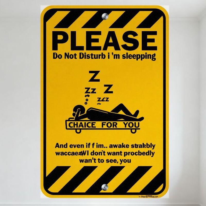

Yellow Black Border Metal Sign with Sleep Silhouette Do Not Disturb i m sleepping Funny Typo Wall Decor for Home Bar 20x30cm（7.8x11.8inch）