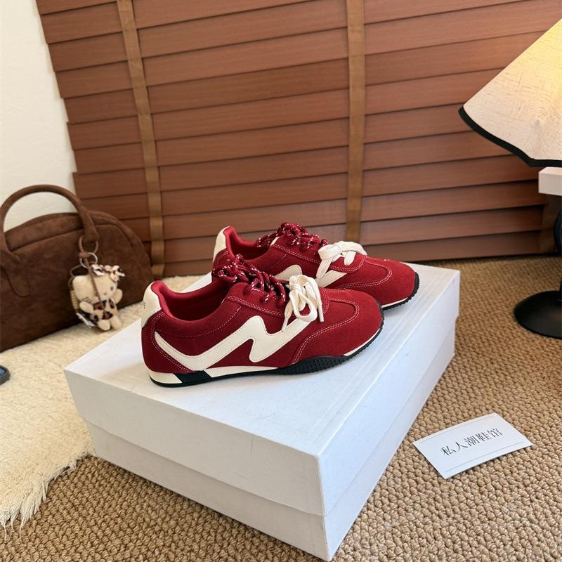 The lady boss recommends! 2025 autumn new retro German training shoes women's flat-bottomed casual sports Forrest Gump shoes versatile lace-up