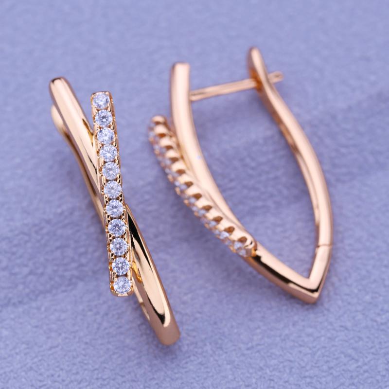 MINTHA Clip-Ohrringe Trendige Roségoldfarbe Hochzeit Tägliche Mode Schmuck Zirkonia Lange Ohrringe Für Frauen Braut Geometrische Ohrringe