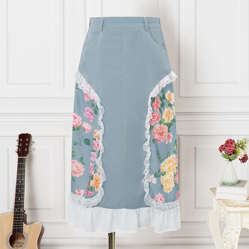 ZANZEA Women Casual Lace Splice Summer Floral Midi Skirts