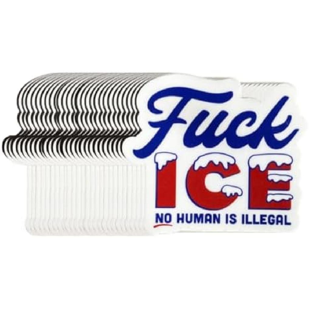 100Pcs Fuck Ice Protest Sticker,Anti ICE No Human Is Illegal Vinyl Sticker, Policy 1St Amendment Protest Stickers For Cup Water Bottles 100pcs