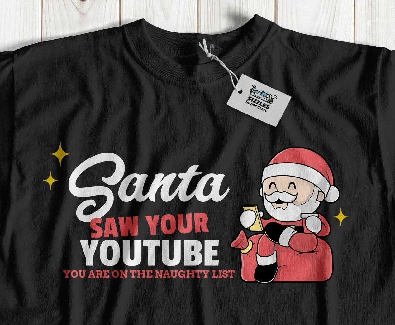

Unisex Funny Youtuber T-Shirt Santa Claus Social Media Gamer Gifts S