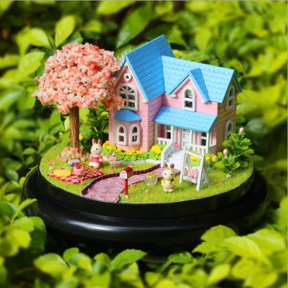 

Fun House Diy Hut Hand-assembled To Travel The World Together Series of House Models To Give Girls Gifts ZQW рожевий