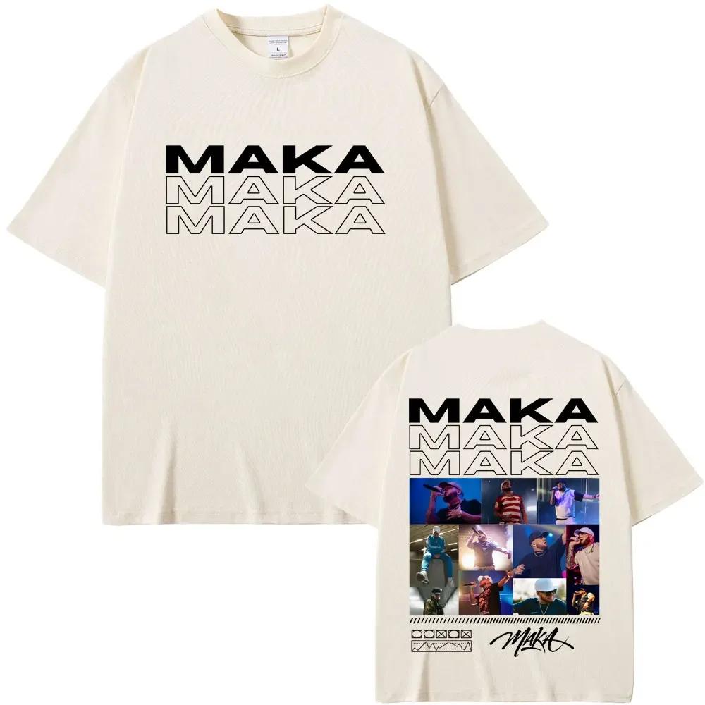 Rapper Maka Double Sided Print Tshirt Aura Tour Unisex Wounisex Hip Hop Fashion Pop Music T Shirts Male Casual Black Vintage T Shirt