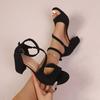 Ladies Shoes 2026 High Quality Open Toe Women's Sandals Fashion Zip Office and Career Summer Plus Size Solid Heeled Sandals
