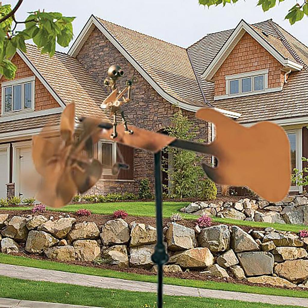 Handmade Metal Drummer Windmill, Drummer Windmill Garden Decoration, Percussionist Music Figurines,Fun Wind-Powered Sculpture
