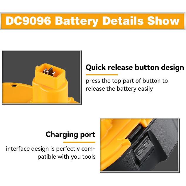 1Pack 4800mAh DC9096 18V Battery Replacement for Dewalt 18 Volt Battery XRP DW9095 DW9096 DW9098 DE9039 DE9095 DE9096 DE9098 DC9099 DC9098(NiMh)