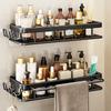 Aluminum Shower Caddy, Adhesive Shower Shelves, 2-Pack With Hooks And Rod For Towels, Wall Mount Rustproof Organizer