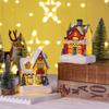 Tabletop Christmas Village House Buildings Lighted Resin Ornaments for Holiday Decor House Figurine with LED Lights