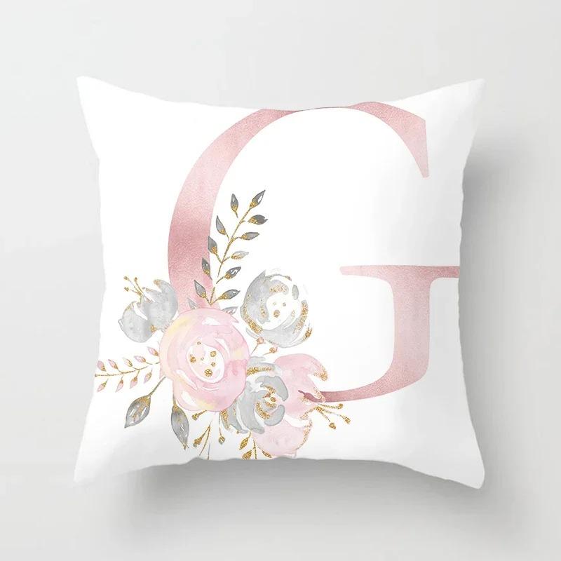 Sweet Pink Pillowcase Decoration 26 Letters Pillowcase Pillowcase Car Cushion Cover Home