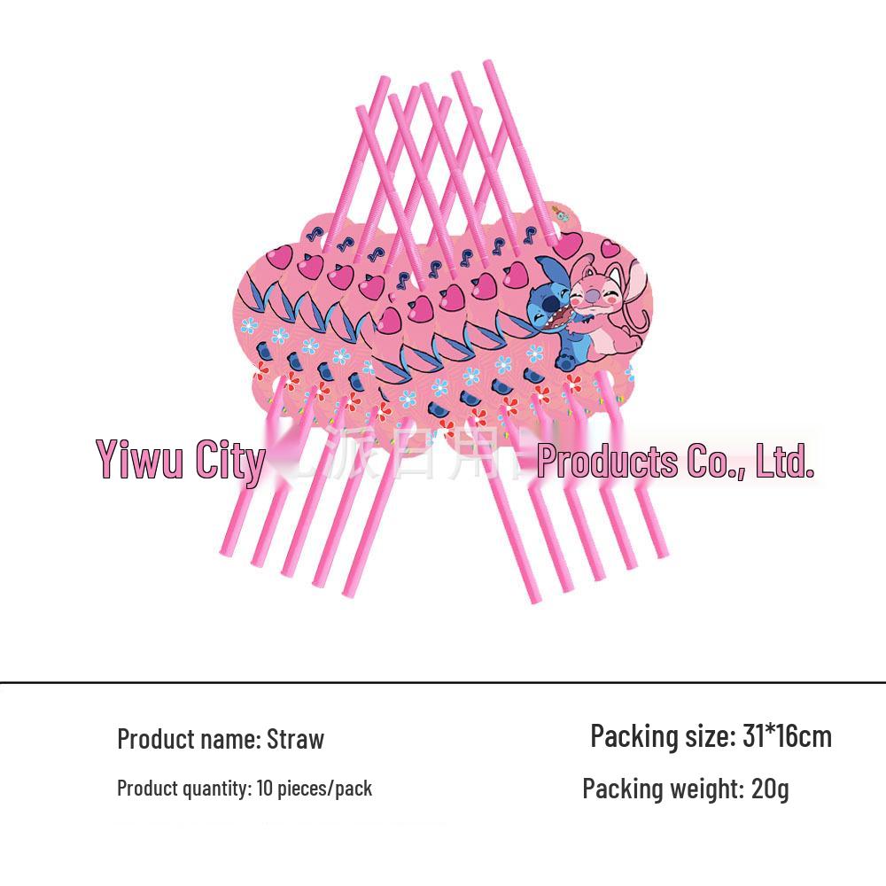 Pink Lilo & Stitch Party Set: Plates, Cups, Napkins, Tablecloths, Goodie Bags, Banners, Invitations