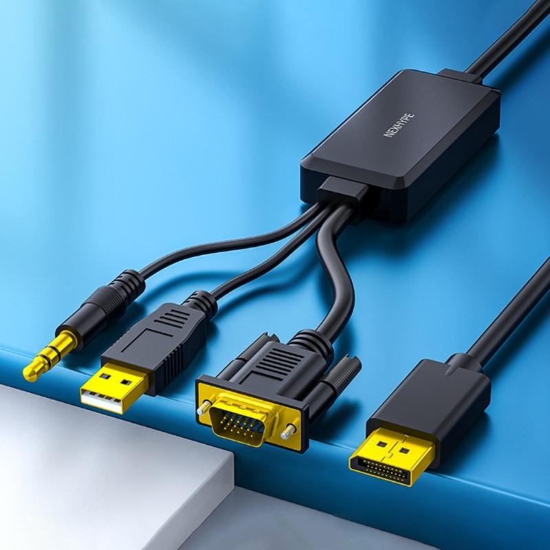VGA To DP Adapter Cable Support Sound Transmission and 1080P Resolution for PC Laptop To TV Monitor