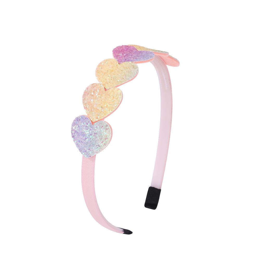 Children'S Candy Color Love Green Onion Powder Headband Cute Princess Gradual Change Rainbow Color Headband Hair Accessories 2544