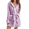 2026 Winter Warm Robe Hooded Fleece Pajamas Plush Sleepwear Flannel Bathrobe for Women