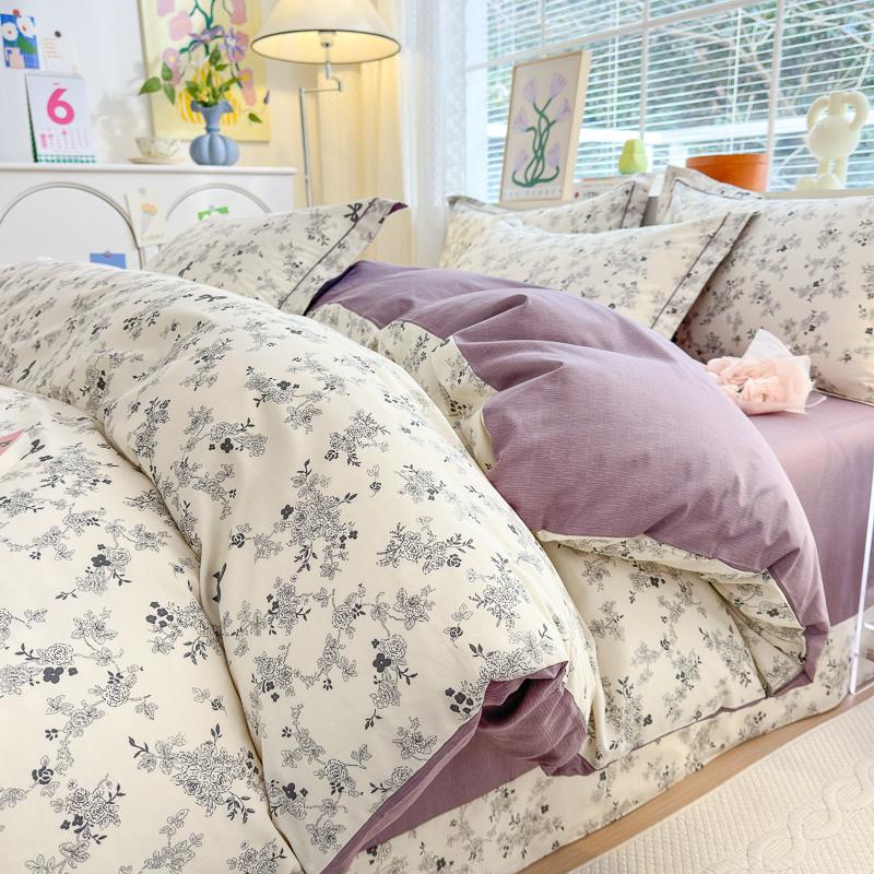 100% Cotton Luxury Floral Duvet Cover Set Boys Girls Single Comforter Cover Vintage Blue Plant Pattern Bedding with Pillowcase