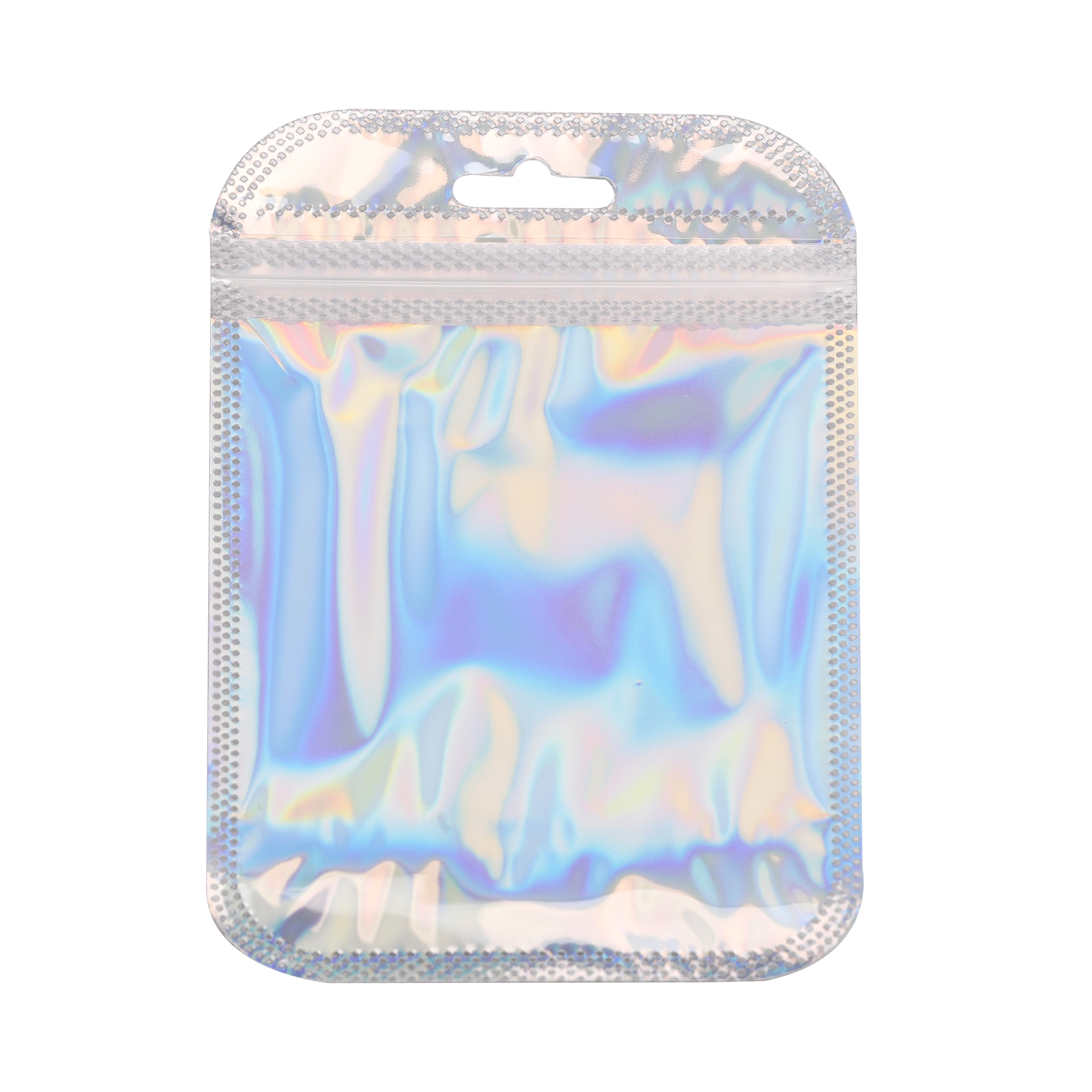 

10 шт. Пластиковий пакет для пакування ювелірних виробів лазерного кольору, пакет для намистин ручної роботи, упаковка 8.5x13cm 10pcs срібний