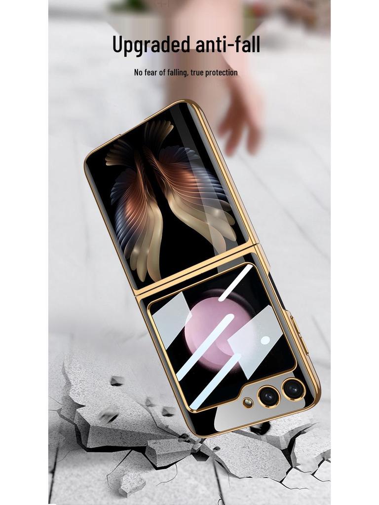 Samsung Galaxy Z Flip 5 Anti-Drop Luxury Glass Case - Full Coverage
