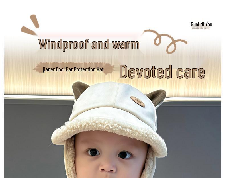 Chłopięca Czapka z Ochroną Uszu w Koreańskim Stylu, Wyściełana Fleece – Ciepła, Wiatroszczelna Czapka Baseballówka z Daszkiem na Jesień/Zimę