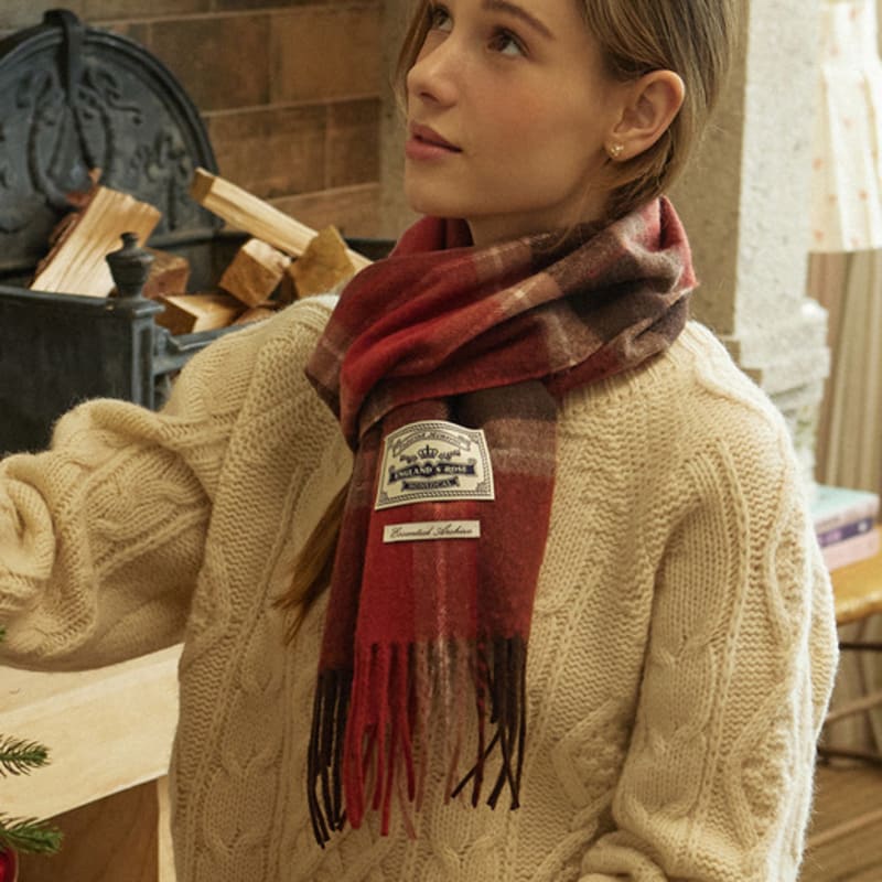 NONLOCAL Holiday Check Blend Muffler - Red Check