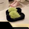 Fashion 2025 Autumn/Winter Candy Color Plush Slippers, Women's Plush Thick Sole Plus Size Cotton Slippers