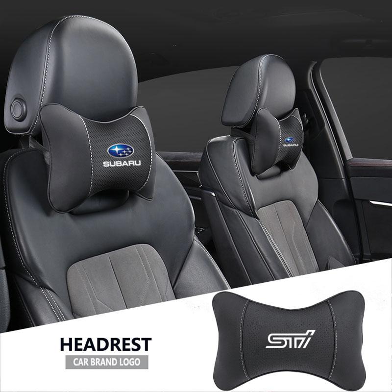 1Pcs Leather Car Interior Seat Headrest Neck Pillow For Subaru STI Impreza Legacy WRX BRZ Forester XV Outback Crosstrek Levorg Z14