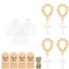 Wooden Cross Pendant Wooden Rosary White Mesh Bags With Crosses Pendants Catholic Rosary Rosary Bracelets for Baptisms Gift