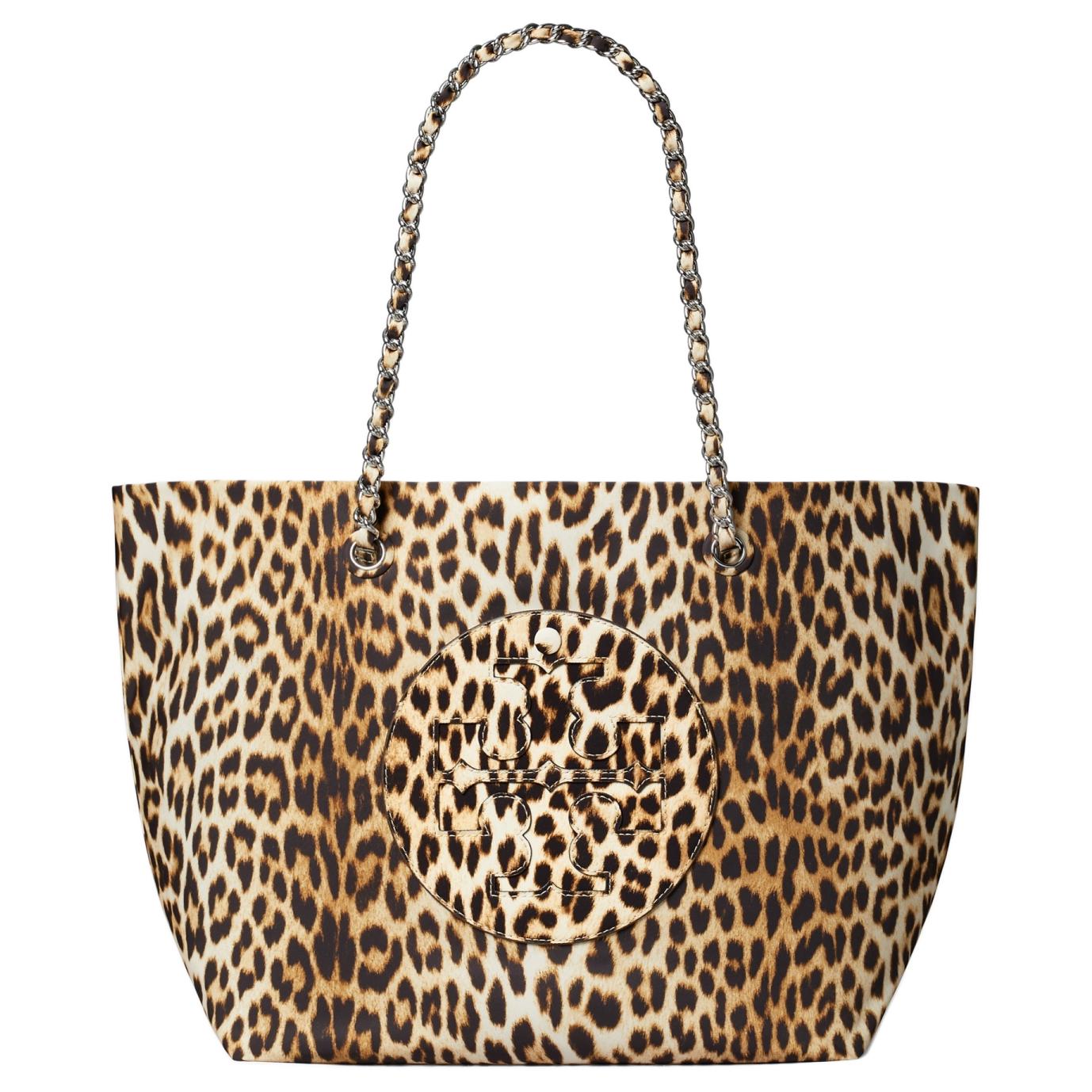 

Tory Burch Ella Leopard Print Magnetic Snap Fabric Tote Bag Women Tote Bags Brown Multicolor 166670-960 Basic Set (Bag+Dust Bag)