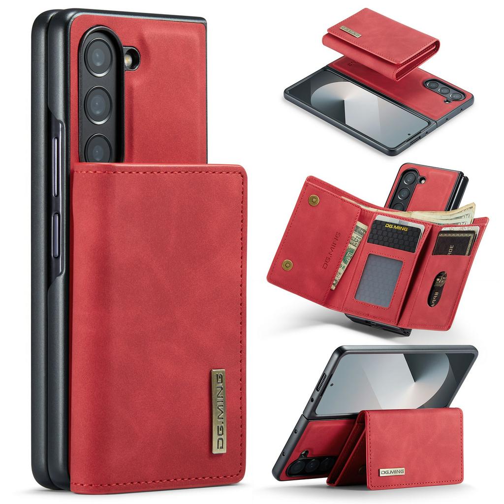 Funda DG.MING Serie M1 para Teléfono Samsung Galaxy Z Fold6 5G, Cubierta Trasera de PU + TPU + PC con Cartera Plegable Magnética y Soporte
