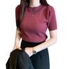 Spring and Autumn New Pullover Sweater Women's Autumn and Winter Slim-fit Top Short Sleeve Knitted Sweater Women's Bottom Shirt
