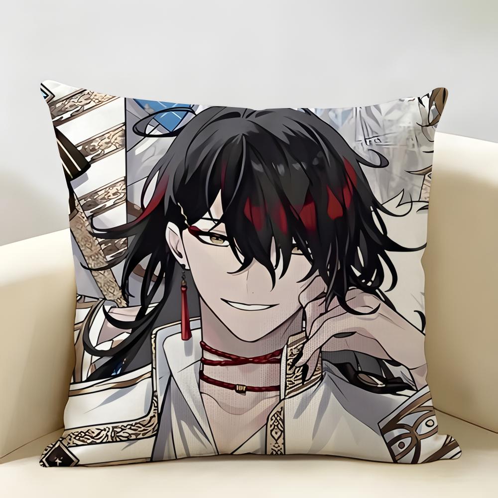 VVtuber Vox Akuma Cute Anime Cushion Cover Natural Linen Organic Fabric DoubleSided Printing Room Sofa Decor Pillow Case