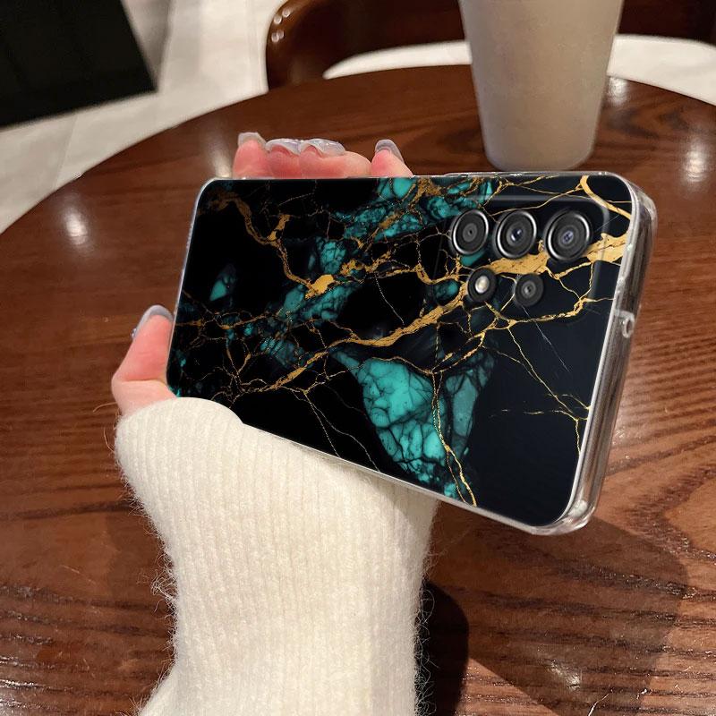 Watercolor Abstract Marble Pattern Clear Phone Case For Samsung Galaxy A56 A57 A37 A55 A54 A36 A35 A26 A16 A17 A07 A52 A34 Cover