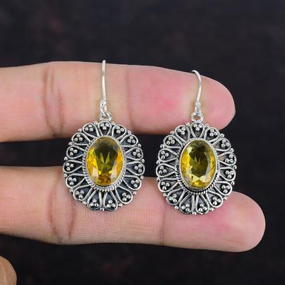 Faceted Citrine Earring Original Gemstone Earring Elegant Jewelry 925 Sterling Silver Earring Vintage Earring Gift For Her Handmade Earrings