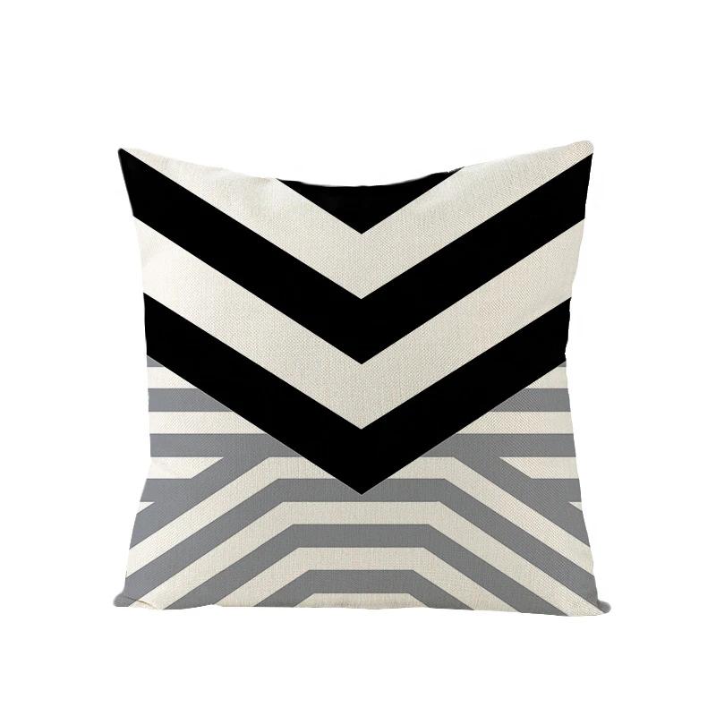 Linen Simple Black White Geometry Cushion Case Modern Nordic Simple Decorative Pillows Case Livingroom Sofa Couch Throw Pillows