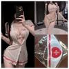 Sexy Lingerie Sexy Tulle Perspective Deep V Split Lace Nurse Uniform Set