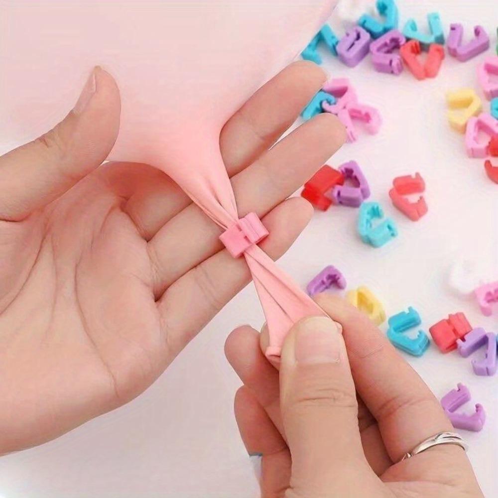 Ballonclips 50er Pack, Mehrfarbige Kunststoff-Befestigungsbänder für Geburtstags-, Hochzeits- & Party-Ballondekoration