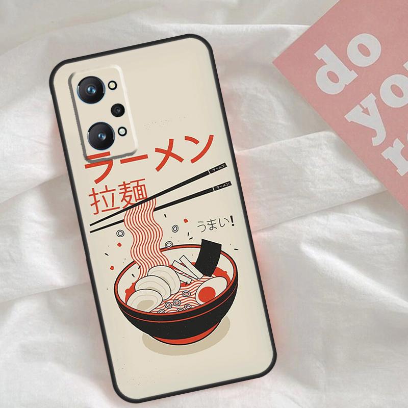 Ramen Cat Japanese Art Case For Realme C65 C67 C71 C63 C61 C55 C51 C53 C35 C75 11 12 13 14 15 Pro Plus GT6 GT7 Pro