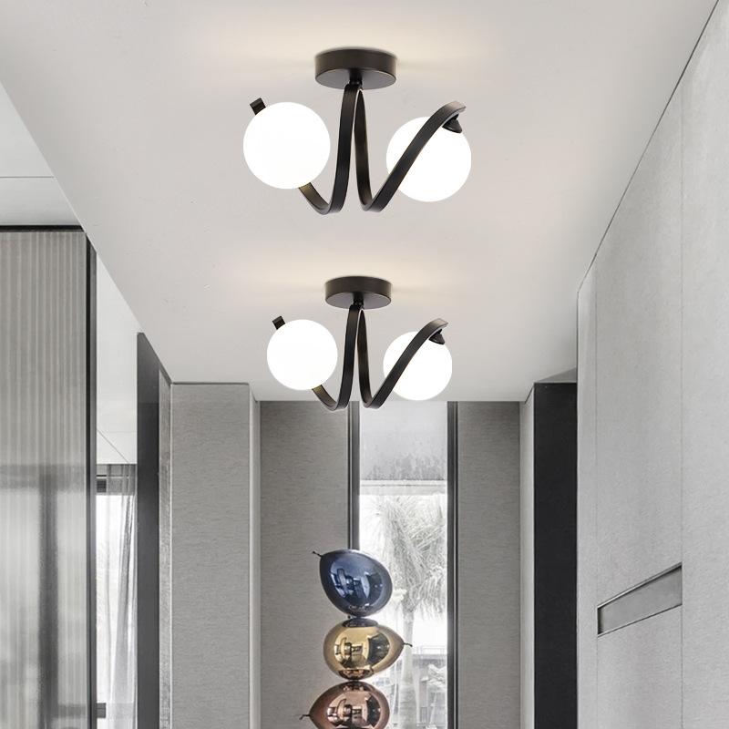 Modern Glass Ceiling Lights Minimalist Black Gold Ceiling lamp Indoor Lighting Hallway Aisle Balcony Entryway Cloakroom Fixtures