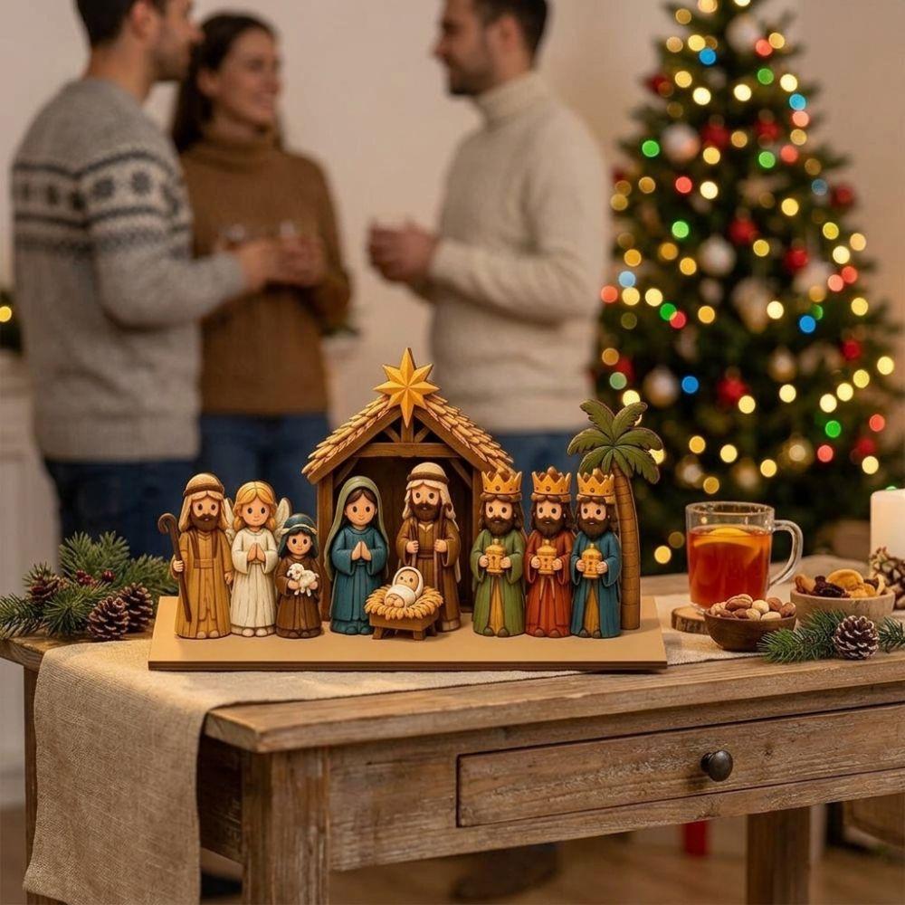 Vintage Rustikales Weihnachten Krippe Holzschild Christliche Weihnachten Krippenszene Dekoration Xmas Party