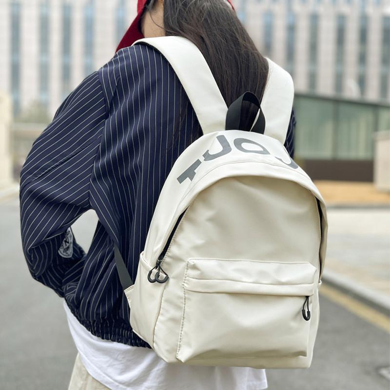 Solid Color Fashionable Letter Pattern Lightweight Neutral Backpack Outdoor For
