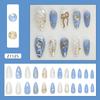 Ocean Blue Gilt  Bow Astral Corrugated Temperament Removable Nail Art 24 Pieces